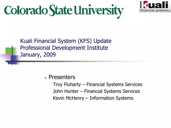 kuali financial system kfs update professional development institute january 2009