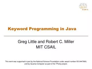 Keyword Programming in Java