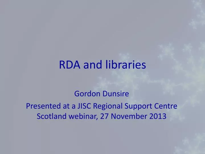 rda and libraries