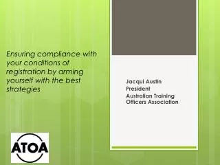 Jacqui Austin President Australian Training Officers Association
