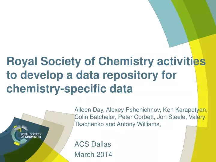 royal society of chemistry activities to develop a data repository for chemistry specific data