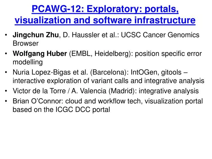 pcawg 12 exploratory portals visualization and software infrastructure