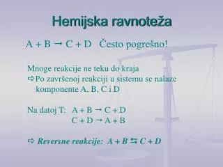 hemijska ravnote a