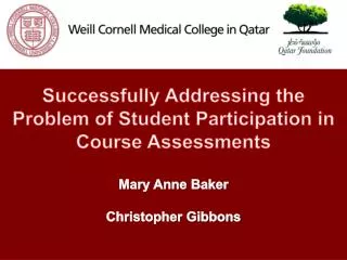 Successfully Addressing the Problem of Student Participation in Course Assessments Mary Anne Baker