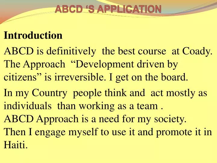 abcd s application
