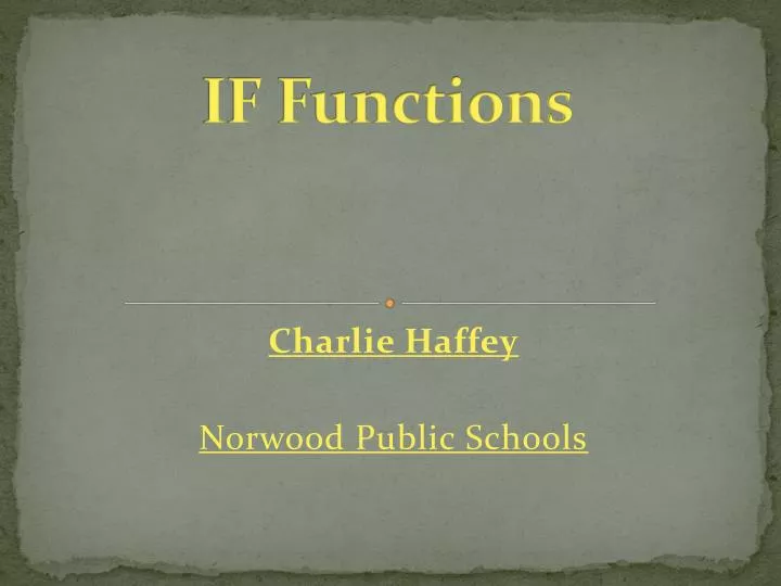 if functions