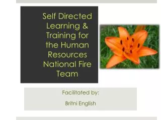 Self Directed Learning &amp; Training for the Human Resources National Fire Team