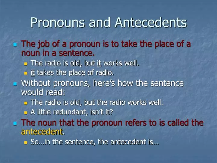 pronouns and antecedents
