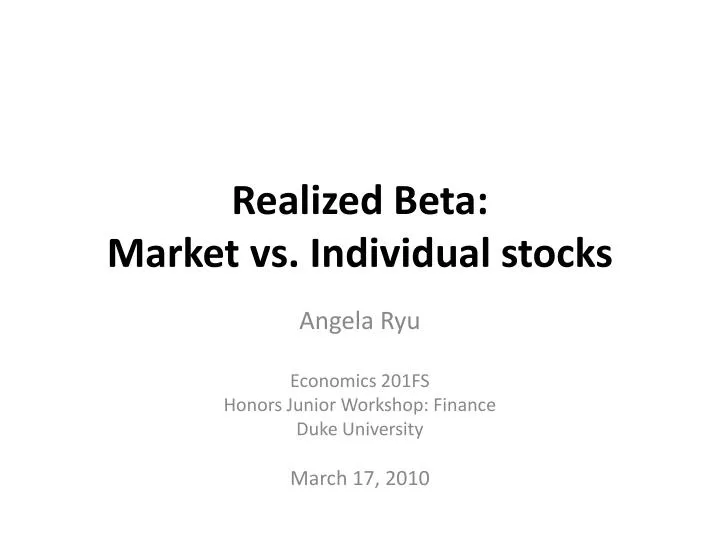 realized beta market vs individual stocks