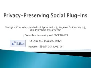Privacy-Preserving Social Plug-ins