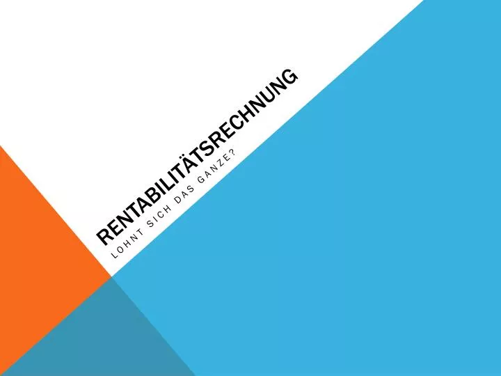 rentabilit tsrechnung