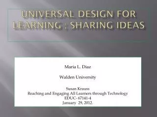 Universal Design for Learning ; sharing ideas