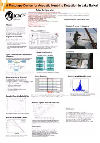 A Prototype Device for Acoustic Neutrino Detection in Lake Baikal