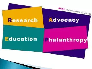 REAP the Benefits of Your AAUW Membership Research Education Advocacy Philanthropy