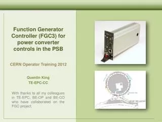 Function Generator Controller (FGC3) for power converter controls in the PSB