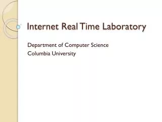 Internet Real Time Laboratory