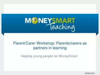 Parent/Carer Workshop: Parents/carers as partners in learning