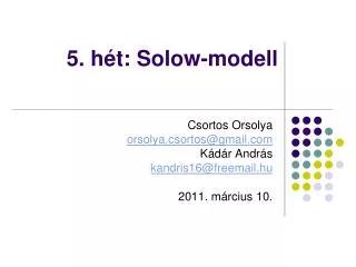 5 h t solow modell