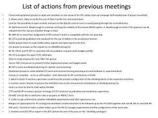 List of actions from previous meetings
