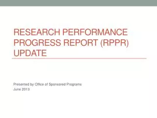 update research progress