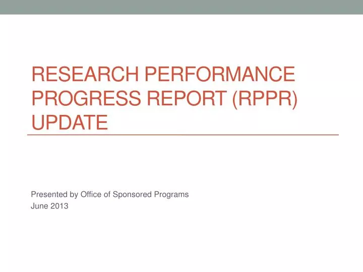 research performance progress report rppr update