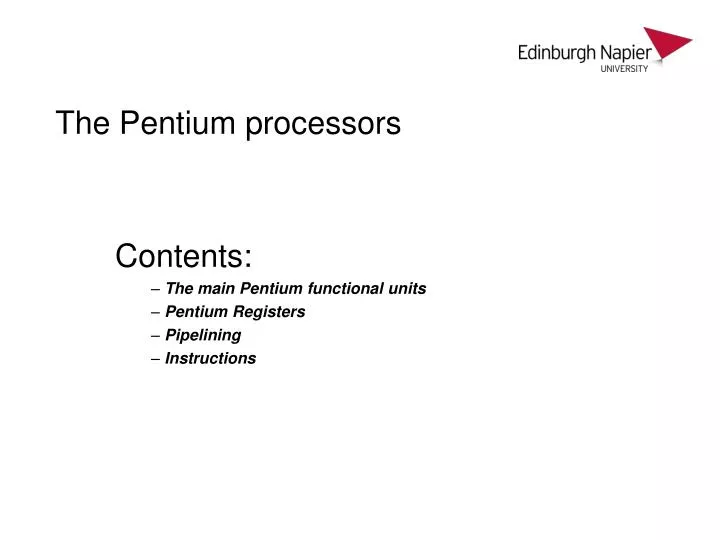 contents the main pentium functional units pentium registers pipelining instructions