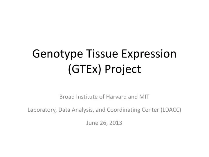genotype tissue expression gtex project