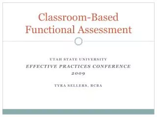 Classroom-Based Functional Assessment