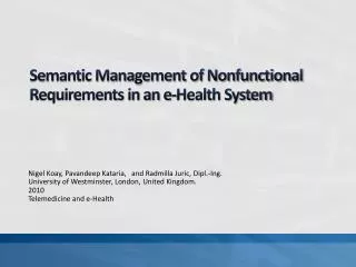 Semantic Management of Nonfunctional Requirements in an e-Health System