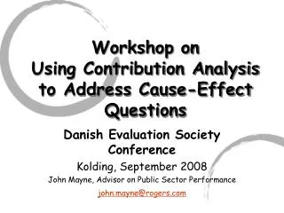 Workshop on Using Contribution Analysis to Address Cause-Effect Questions