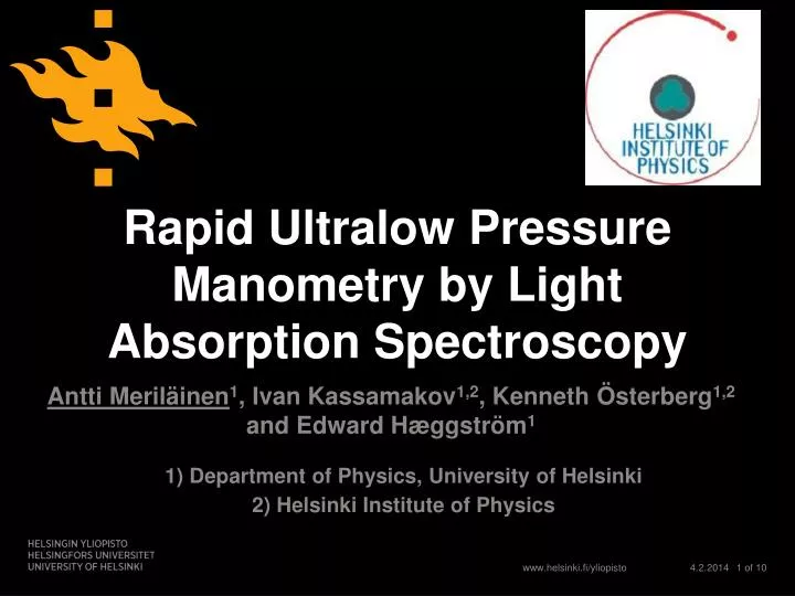 rapid ultralow pressure manometry by light absorption spectroscopy