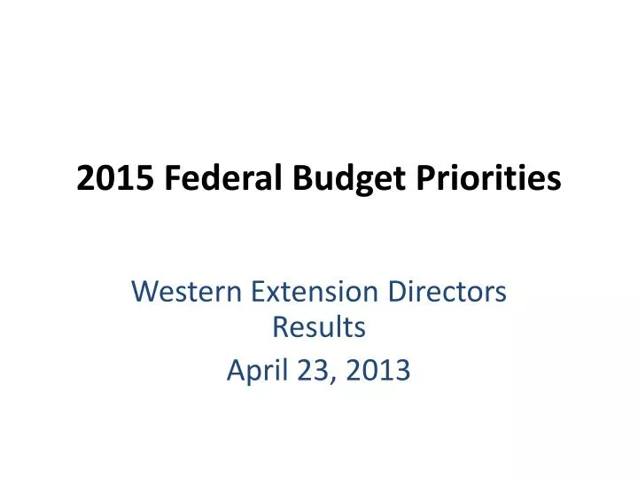 2015 federal budget priorities