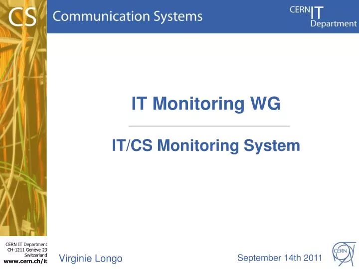 it monitoring wg it cs monitoring system