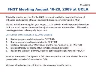 FNST Meeting August 18-20, 2009 at UCLA