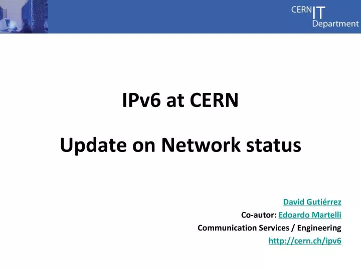 ipv6 at cern update on network status
