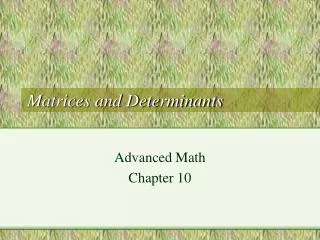 matrices and determinants