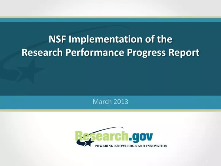 nsf implementation of the research performance progress report