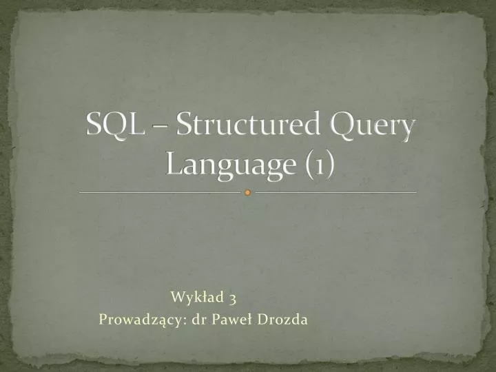 sql structured query language 1