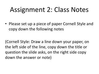 Assignment 2: Class Notes
