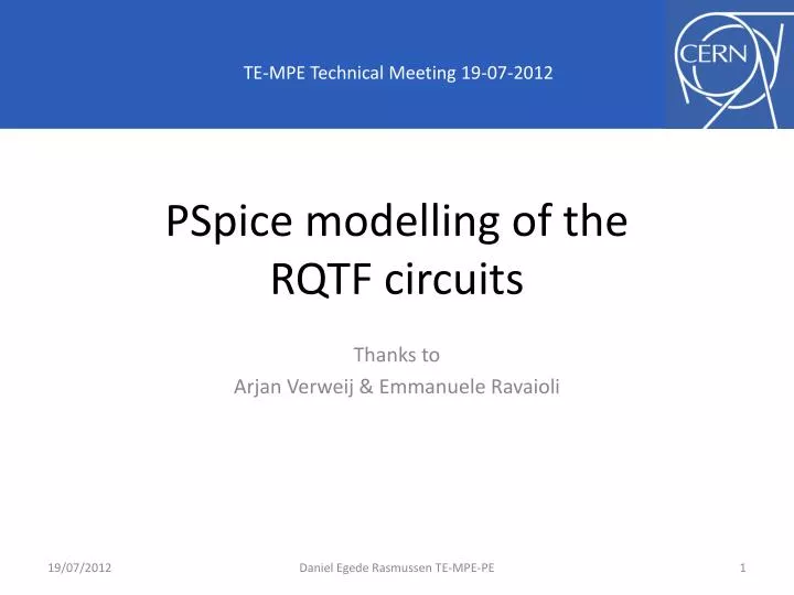 pspice modelling of the rqtf circuits