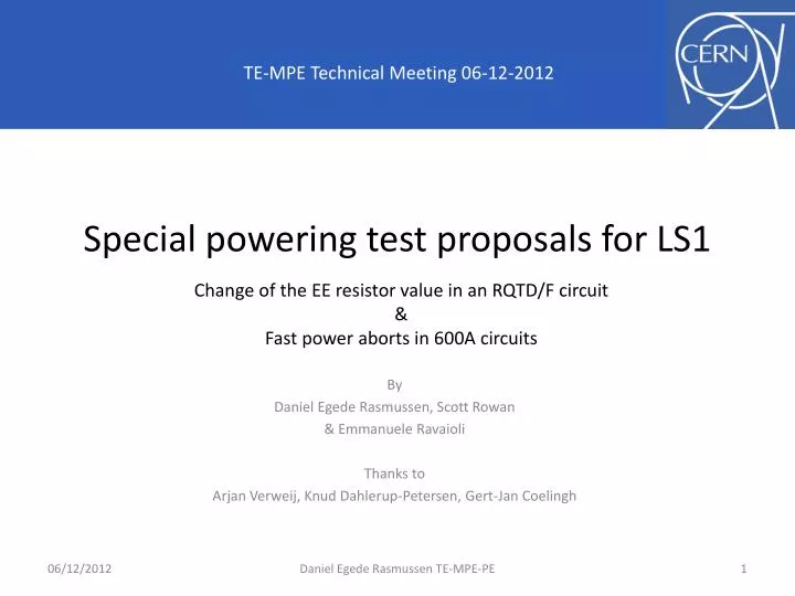 special powering test proposals for ls1