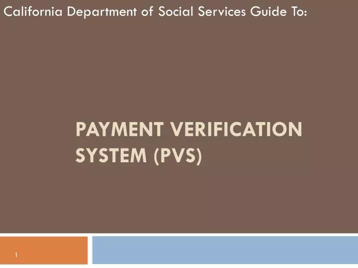 payment verification system pvs