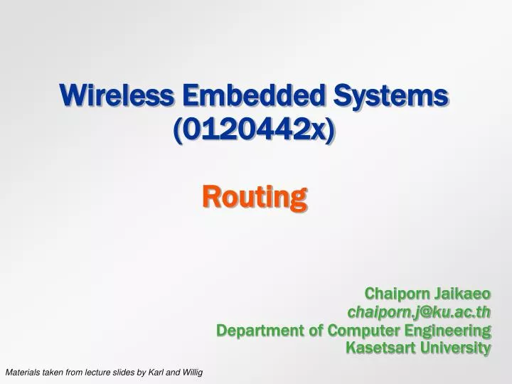 wireless embedded systems 0120442x routing