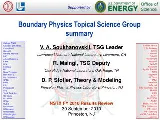Boundary Physics Topical Science Group summary