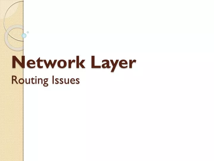 network layer routing issues