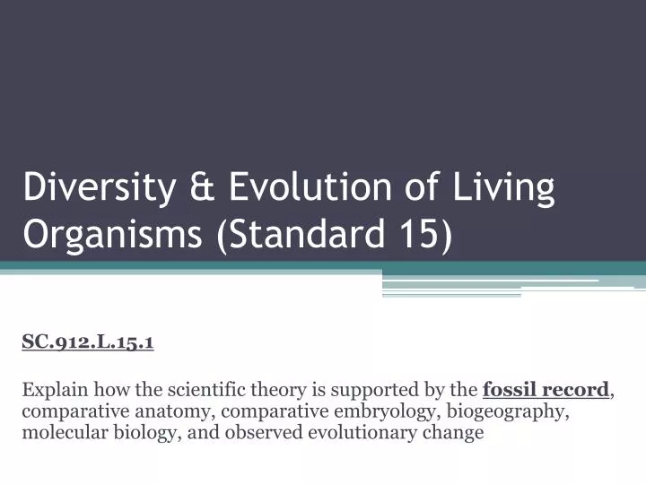 diversity evolution of living organisms standard 15