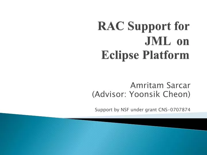 rac support for jml on eclipse platform