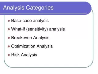 Analysis Categories