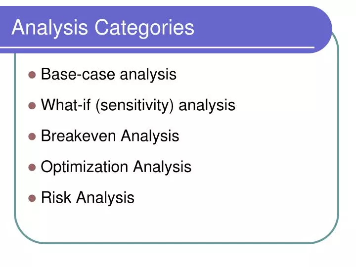 analysis categories