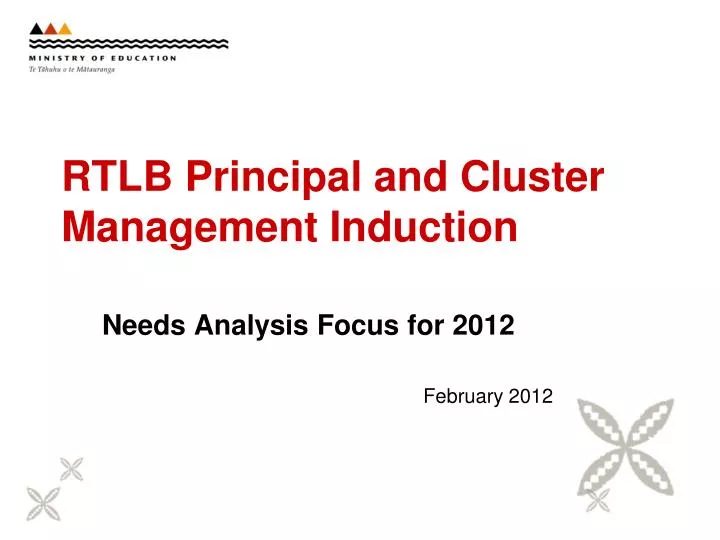 rtlb principal and cluster management induction